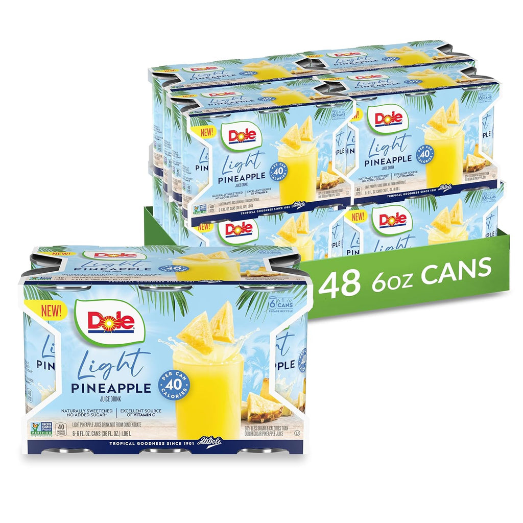 Dole 100% Pineapple Juice - Dole Canned Juice - No Sugar Added - 46 fl oz Cans - 6 Pack