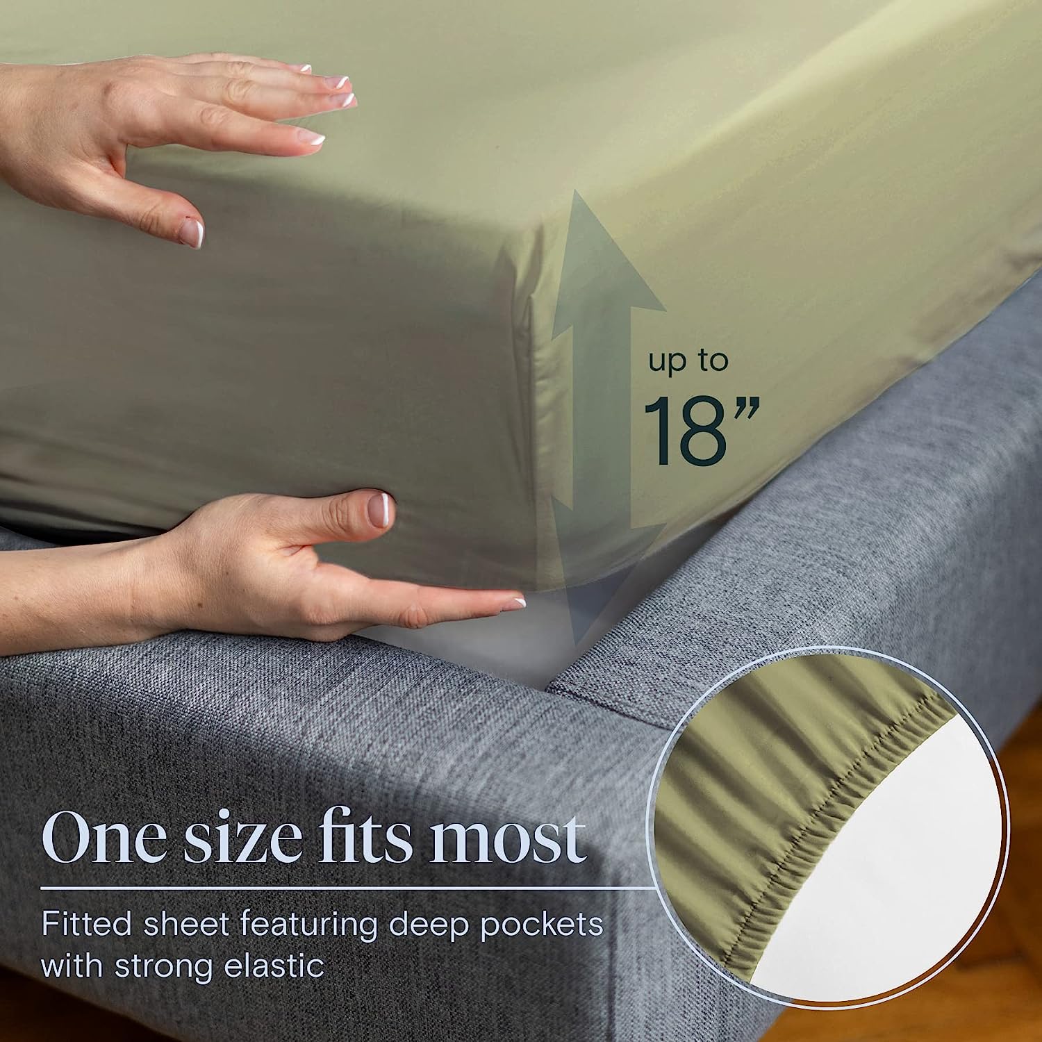 LuxClub 6 PC King Size Sheet Set Bamboo Sheets Deep Pockets 18" Eco Friendly Wrinkle Free Cooling Sheets Machine Washable Hotel Bedding Silky Soft - Olive King