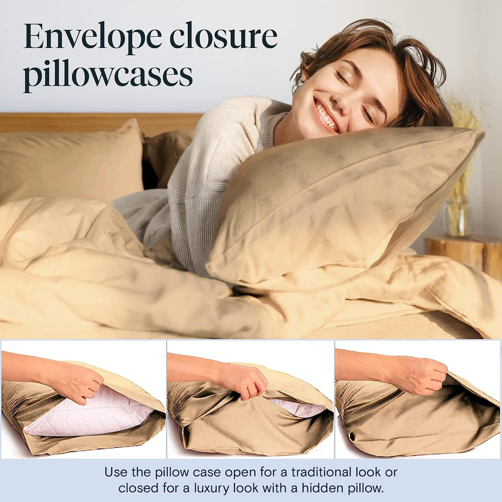 LuxClub 6 PC California King Size Sheet Set Bamboo Sheets Deep Pockets 18" Eco Friendly Wrinkle Free Cooling Sheets Machine Washable Hotel Bedding Silky Soft - Mocha California King