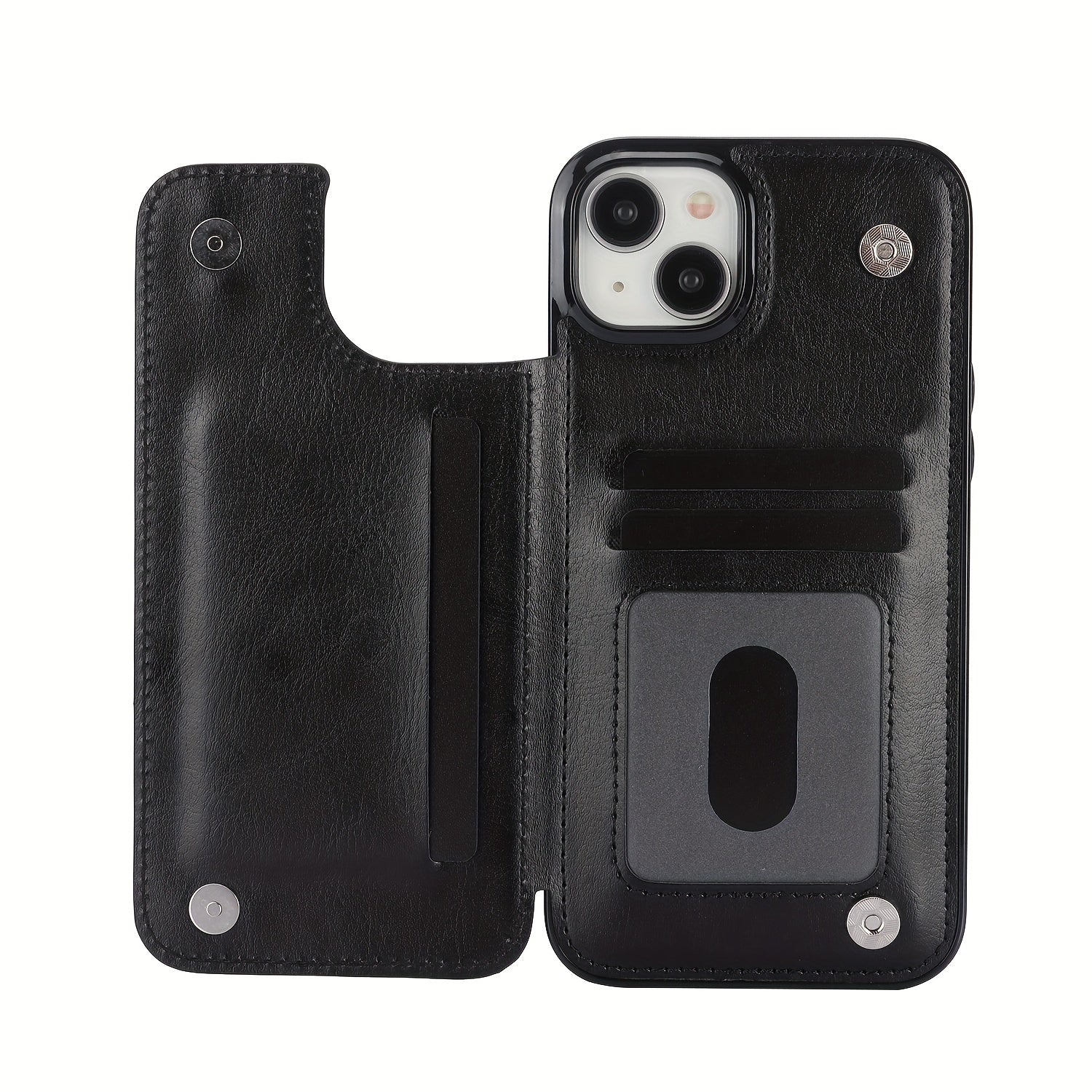 For  15/ 14/ 13/ 12/ 11 Pro Max/ Mini/ XR/ XS Max/ SE 2022/2020/ 7/ 8 Plus Wallet Case With Card Holder, PU Faux Leather Kickstand Card Slots Case, Double Magnetic Clasp And Durable Shockproof Cover