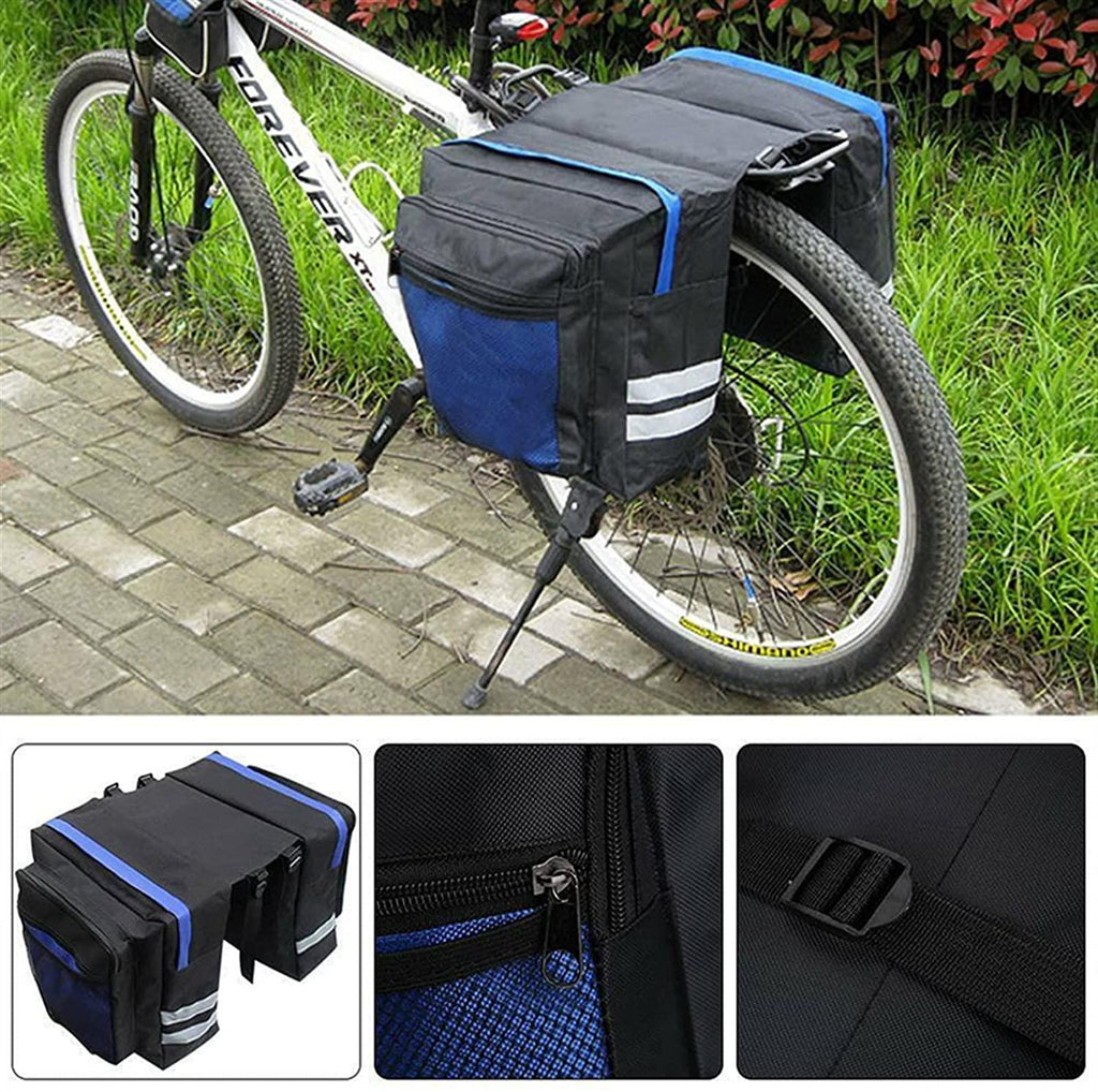 DALIZHAI777 Bike Bag Cycling Double Side Rear Rack Large Capacity 2 in 1 Bike Tail Seat Bag 35L Mountain Road Bicycle Tail Seat Pannier Pack Luggage Carrier Bicycle Accessories (Color : Blue)