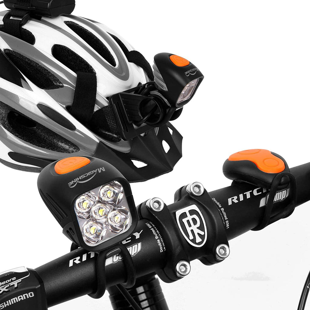 Extreme MTB Enduro LED Bicycle Lights, Mountain Bike Lights Combo, 3200 Max Lumen Handlebar Light, 1200 Max Lumen Cree Headlamp with Helmet Strap Enduro Trail Offroad