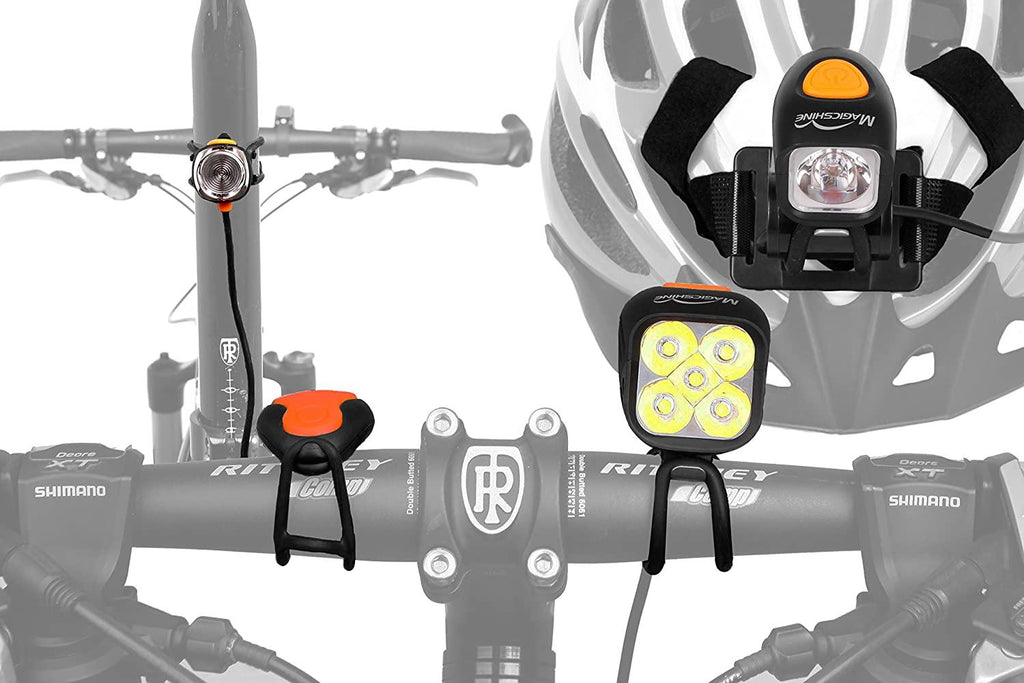 Extreme MTB Enduro LED Bicycle Lights, Mountain Bike Lights Combo, 3200 Max Lumen Handlebar Light, 1200 Max Lumen Cree Headlamp with Helmet Strap Enduro Trail Offroad