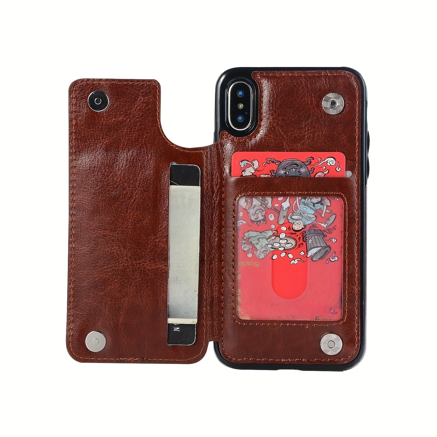 For  15/ 14/ 13/ 12/ 11 Pro Max/ Mini/ XR/ XS Max/ SE 2022/2020/ 7/ 8 Plus Wallet Case With Card Holder, PU Faux Leather Kickstand Card Slots Case, Double Magnetic Clasp And Durable Shockproof Cover