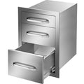 15"Wx21"H Outdoor Kitchen Drawers  Steel Triple BBQ Drawers Flush Mount