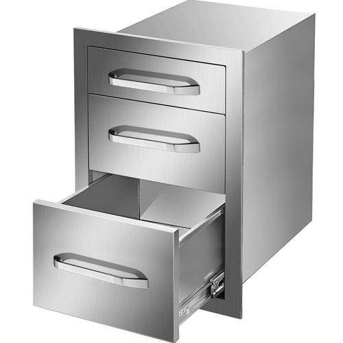 15"Wx21"H Outdoor Kitchen Drawers  Steel Triple BBQ Drawers Flush Mount