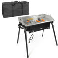 9PC LPG Gas Propane Double Stove Burner w/ Flat Griddle  Comal Plancha