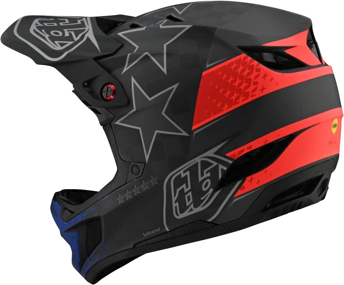 Troy Lee Designs Adult | BMX | Downhill | Mountain Bike | Full Face D4 Carbon MIPS Freedom 2.0 Helmet (X-Small, Black/Red)