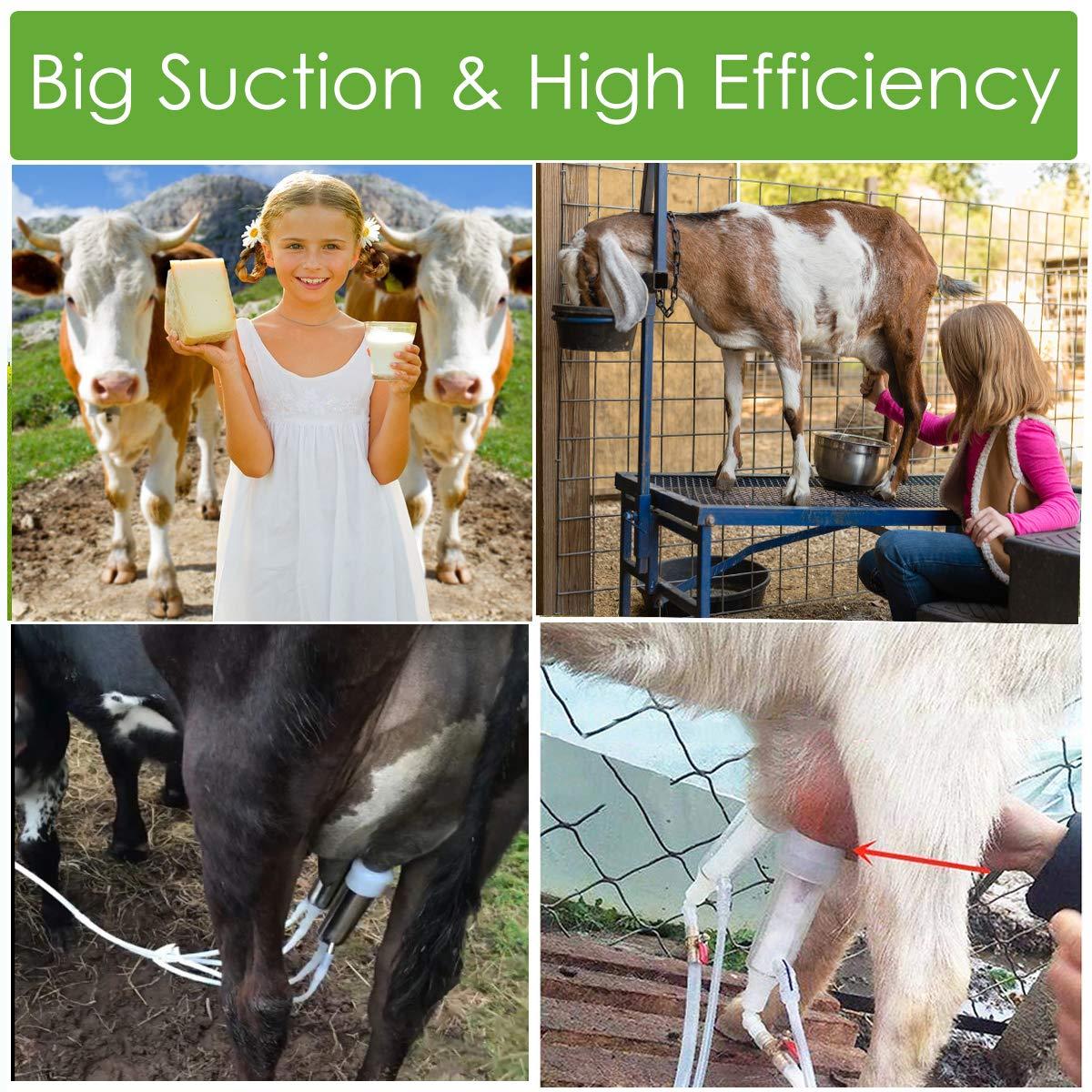 Electric Goat MilMachine for Cows Sheep Portable Pulsation MilMachine Single Bucket Piston Vacuum Pump (5L)
