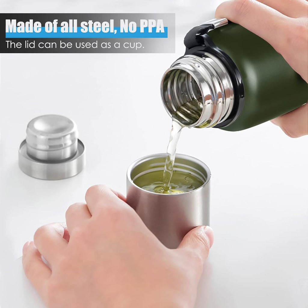 Insulated vacuum Thermo Bottle 1000ml/33.8oz with cup Stainless steel coffee bottles for hot and cold drink water flask.
