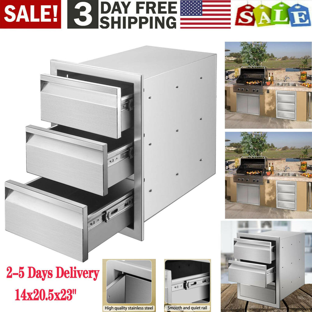 14x20.5x23" OUTDOOR KITCHEN DOUBLE DRAWER BBQ ISLAND  STEEL USA