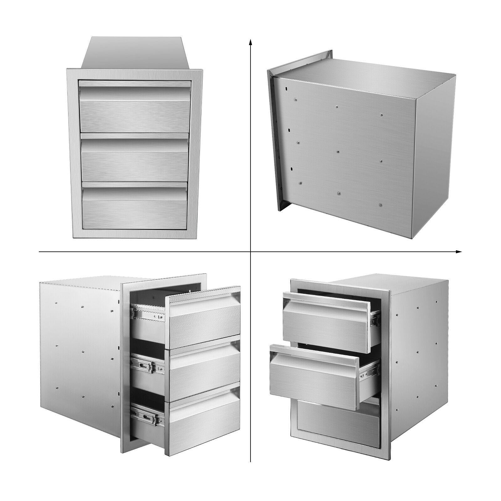 14x20.5x23" OUTDOOR KITCHEN DOUBLE DRAWER BBQ ISLAND  STEEL USA