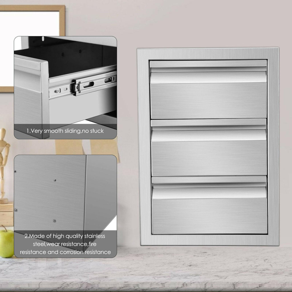 14x20.5x23" OUTDOOR KITCHEN DOUBLE DRAWER BBQ ISLAND  STEEL USA