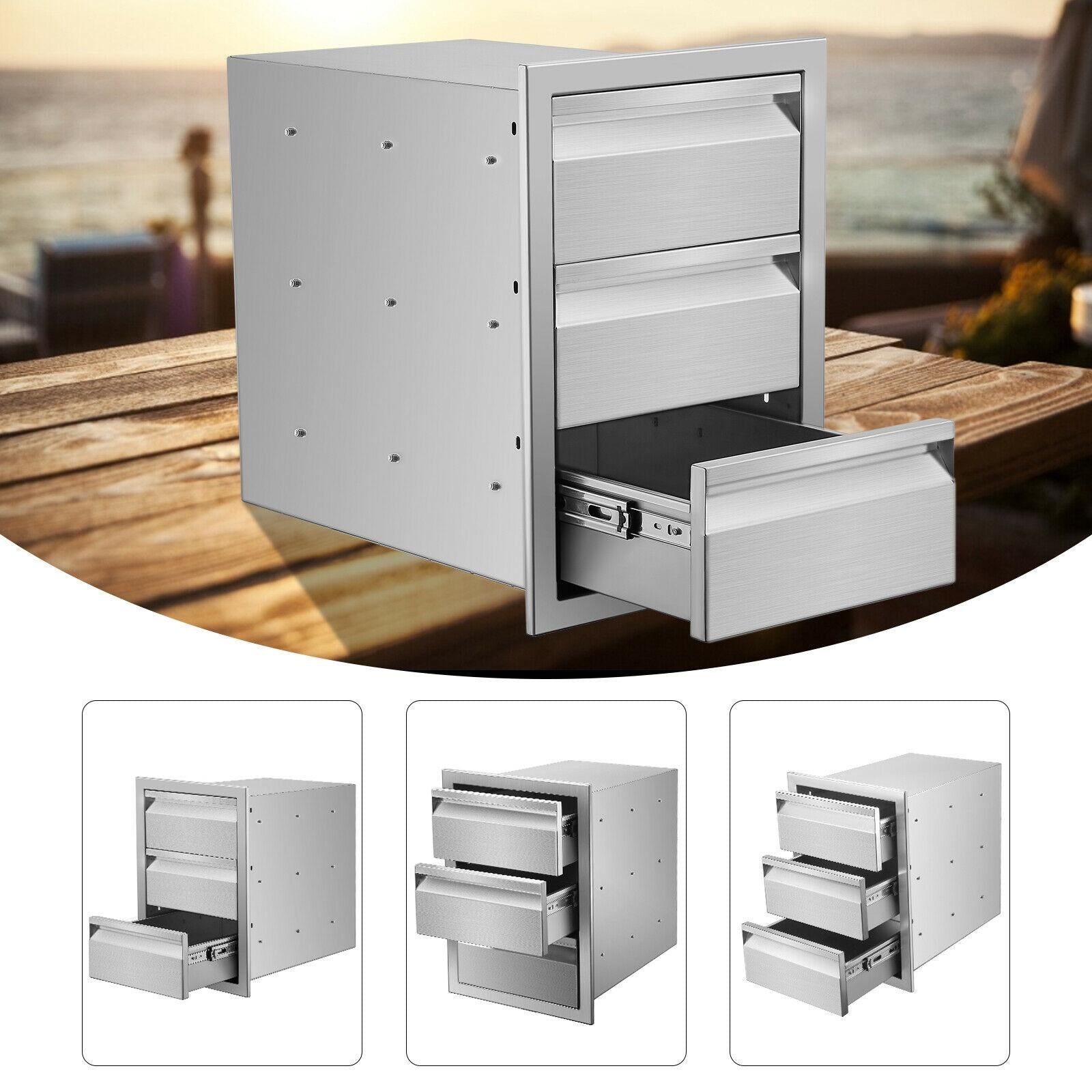 14x20.5x23" OUTDOOR KITCHEN DOUBLE DRAWER BBQ ISLAND  STEEL USA