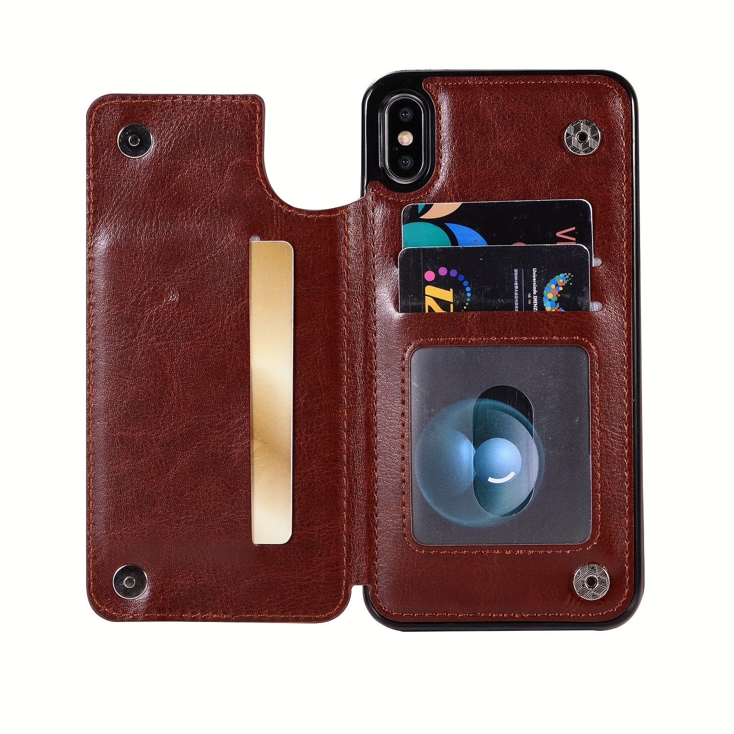 For  15/ 14/ 13/ 12/ 11 Pro Max/ Mini/ XR/ XS Max/ SE 2022/2020/ 7/ 8 Plus Wallet Case With Card Holder, PU Faux Leather Kickstand Card Slots Case, Double Magnetic Clasp And Durable Shockproof Cover