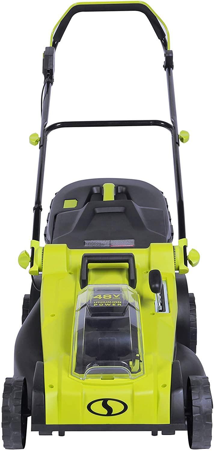 Sun Joe 24V-X2-17LM 48-Volt 17-Inch Mulching Walk-Behind Lawn Mower w/11-Gallon Grass Catcher & 6-Position Height Adjustment, Included, Cordless, Kit (w/ 2X 4.0-Ah Battery and Charger)