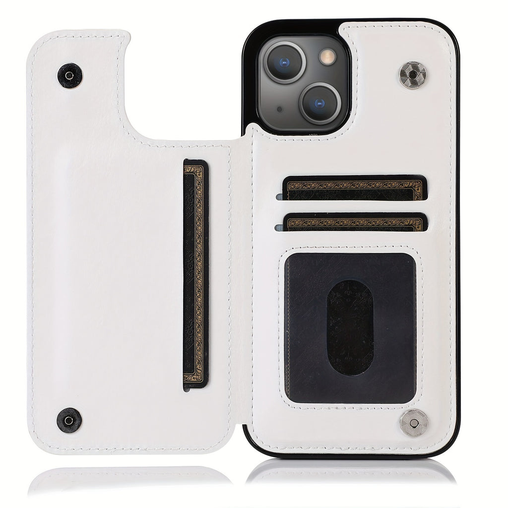 For  15/ 14/ 13/ 12/ 11 Pro Max/ Mini/ XR/ XS Max/ SE 2022/2020/ 7/ 8 Plus Wallet Case With Card Holder, PU Faux Leather Kickstand Card Slots Case, Double Magnetic Clasp And Durable Shockproof Cover