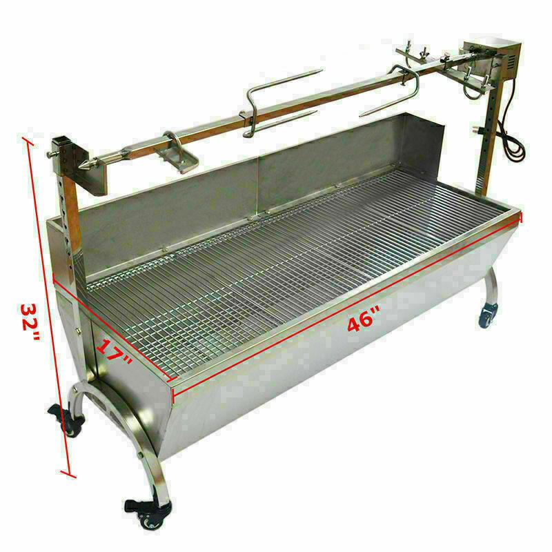 46'' BBQ Grill Electric Hog Roast Barbeque Spit Machine Oven Rotisserie 132lbs