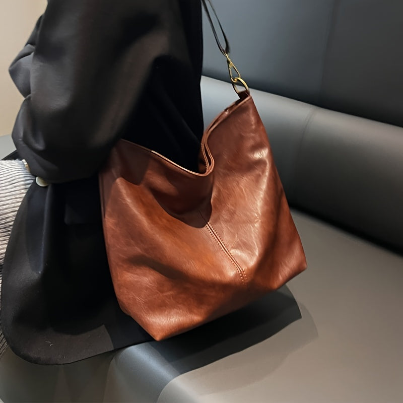 Geometric Strap Hobo Bag, LarCapacity Crossbody Bag, Women's Retro Style Shoulder Bag