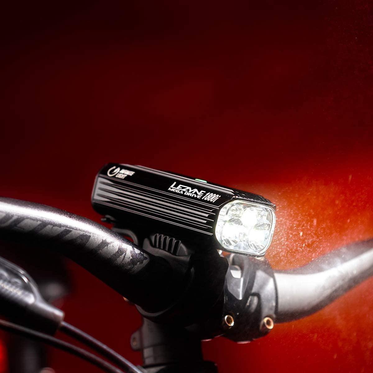 LEZYNE Mega Drive 1800i Bike Smart Headlight | LED Programmable Light, 148H Runtime, 1800 Lumens, USB Rechargeable, Mountain & Road Bicycle Light