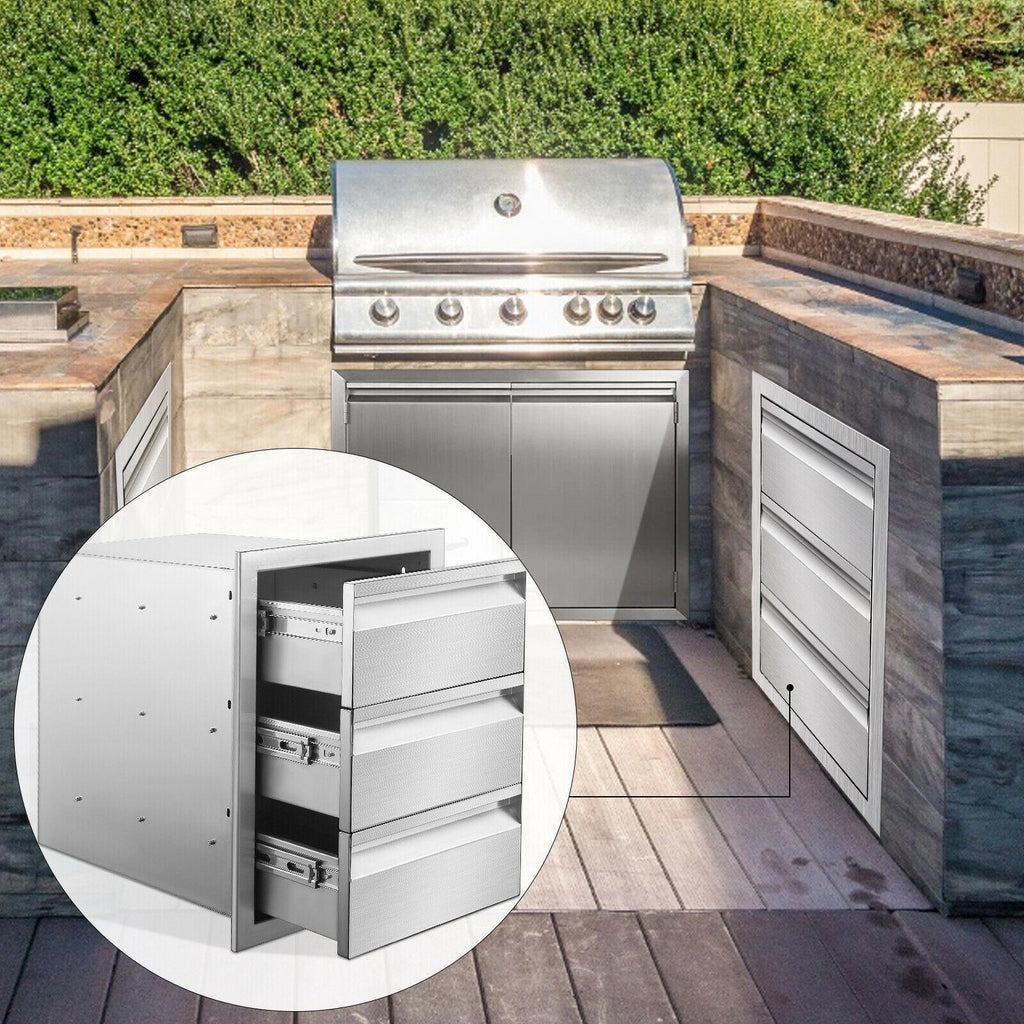 BBQ Access Door Triple Drawer 14x20.5x23" Combo Outdoor Kitchen Flush Mount