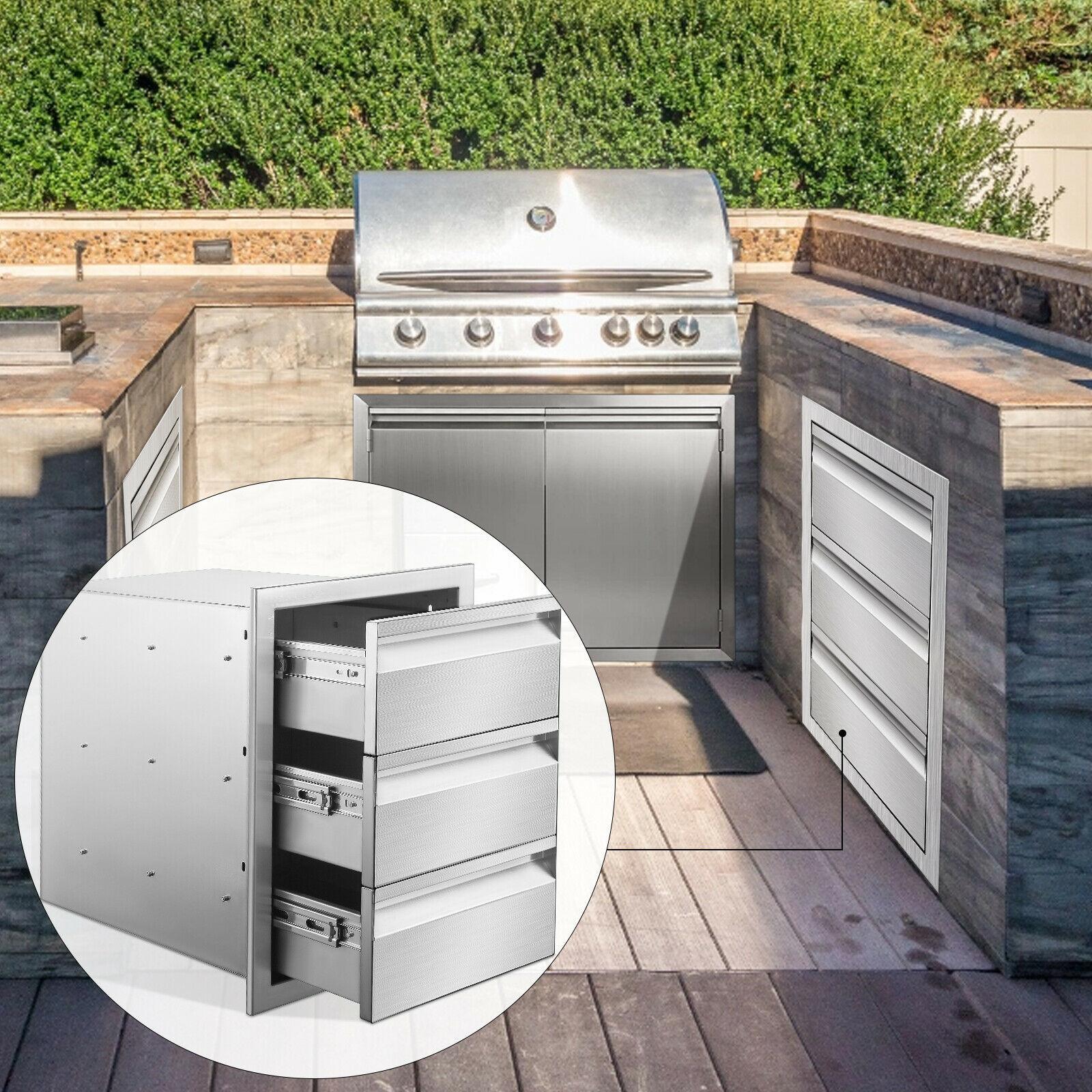 BBQ Access Door Triple Drawer 14x20.5x23" Combo Outdoor Kitchen Flush Mount