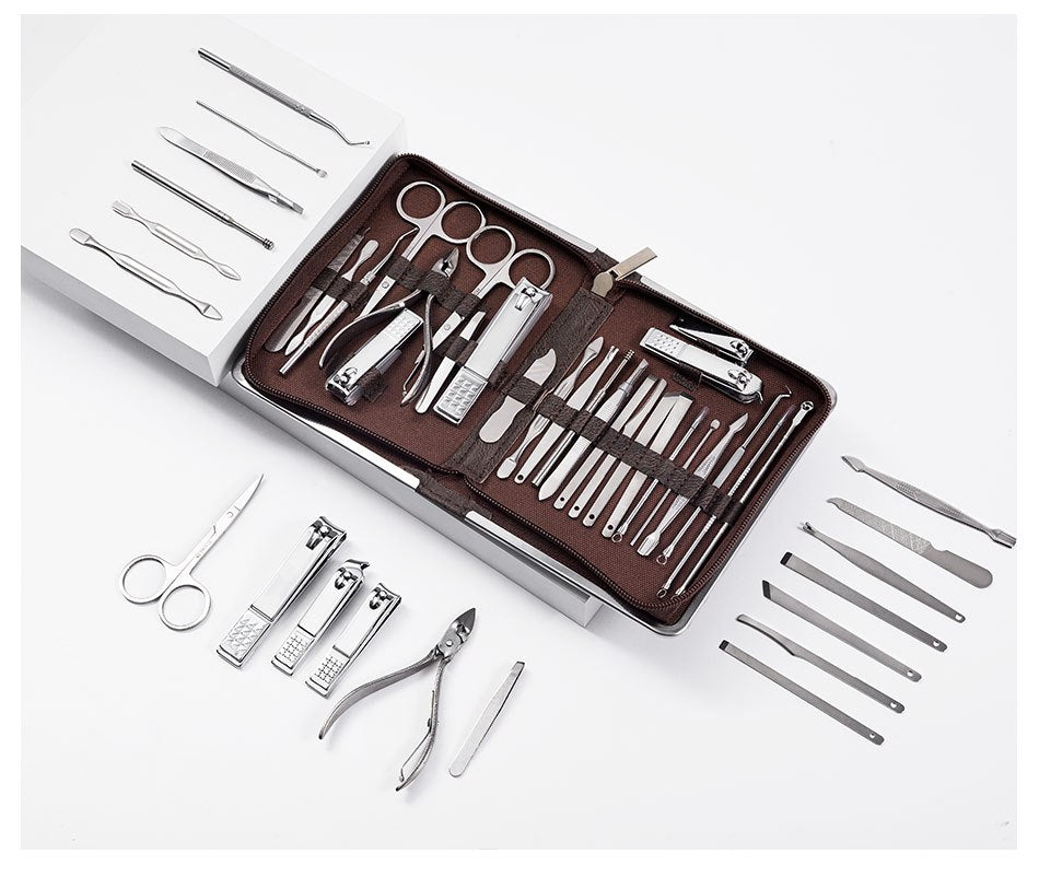 Nail Clipper Set 11/26pcs Set Manicure Set  Anti Splash Fingernail Cutter  Steel Nail Scissor Cuticle Tools