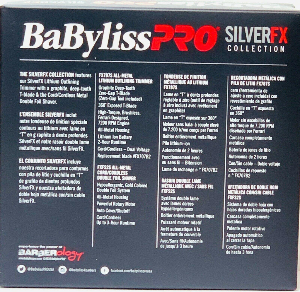 BaByliss Pro SilverFX Collection Skeleton Outliner & Double Foil Shaver Combo