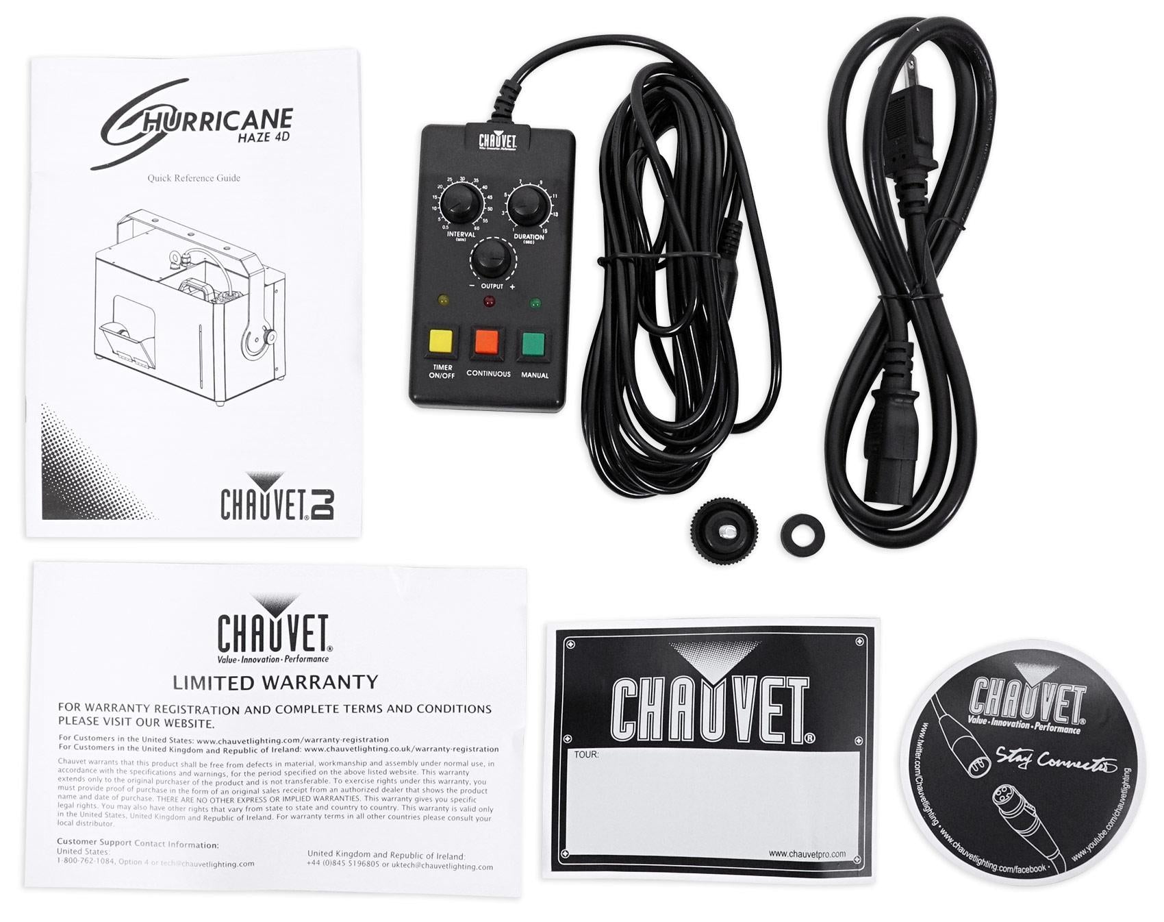 Chauvet Hurricane Haze 4D DMX Water Based Haze Machine+Remote+(2) Gallons Fluid