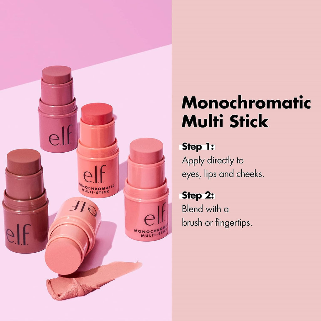 e.l.f. Monochromatic Multi Stick, Luxuriously Creamy &amp; Blendable Color, For Eyes, Lips &amp; Cheeks, Vegan &amp; Cruelty-Free, Bronzed Cherry, 0.155 Oz