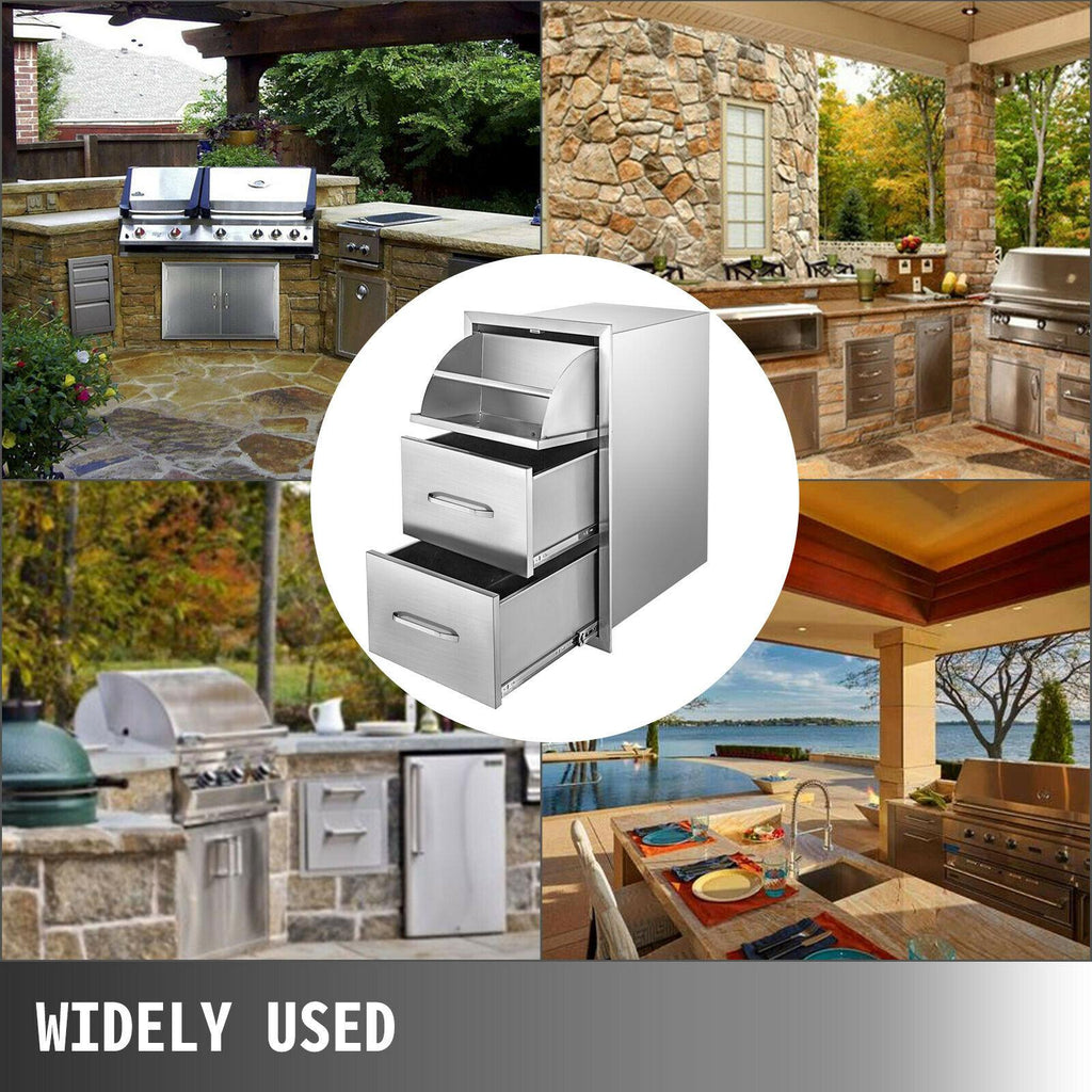 30"X17" Outdoor Kitchen Triple Drawer Paper Roll Holder  Steel Drawer