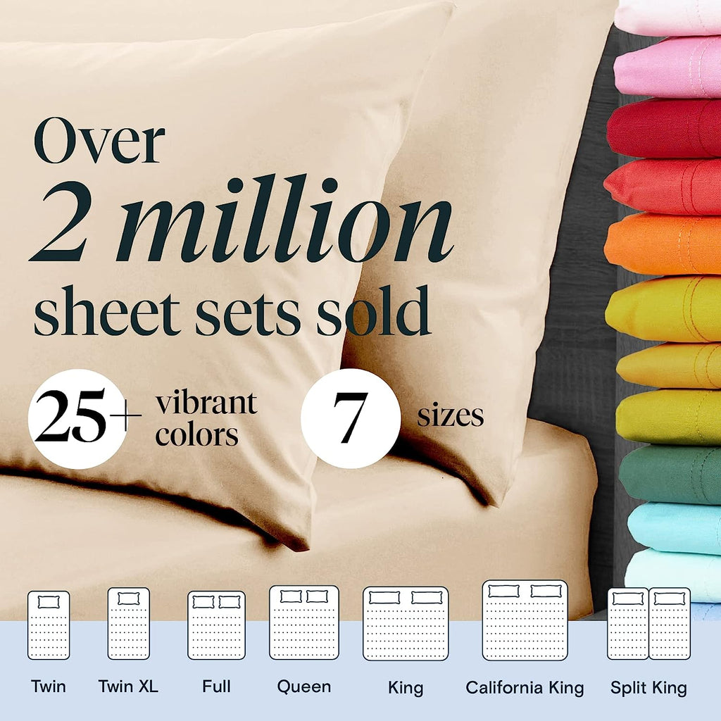 LuxClub 6 PC Queen Sheet Set Bamboo Sheets Deep Pockets 18" Eco Friendly Wrinkle Free Cooling Sheets Machine Washable Hotel Bedding Silky Soft - Cream Queen