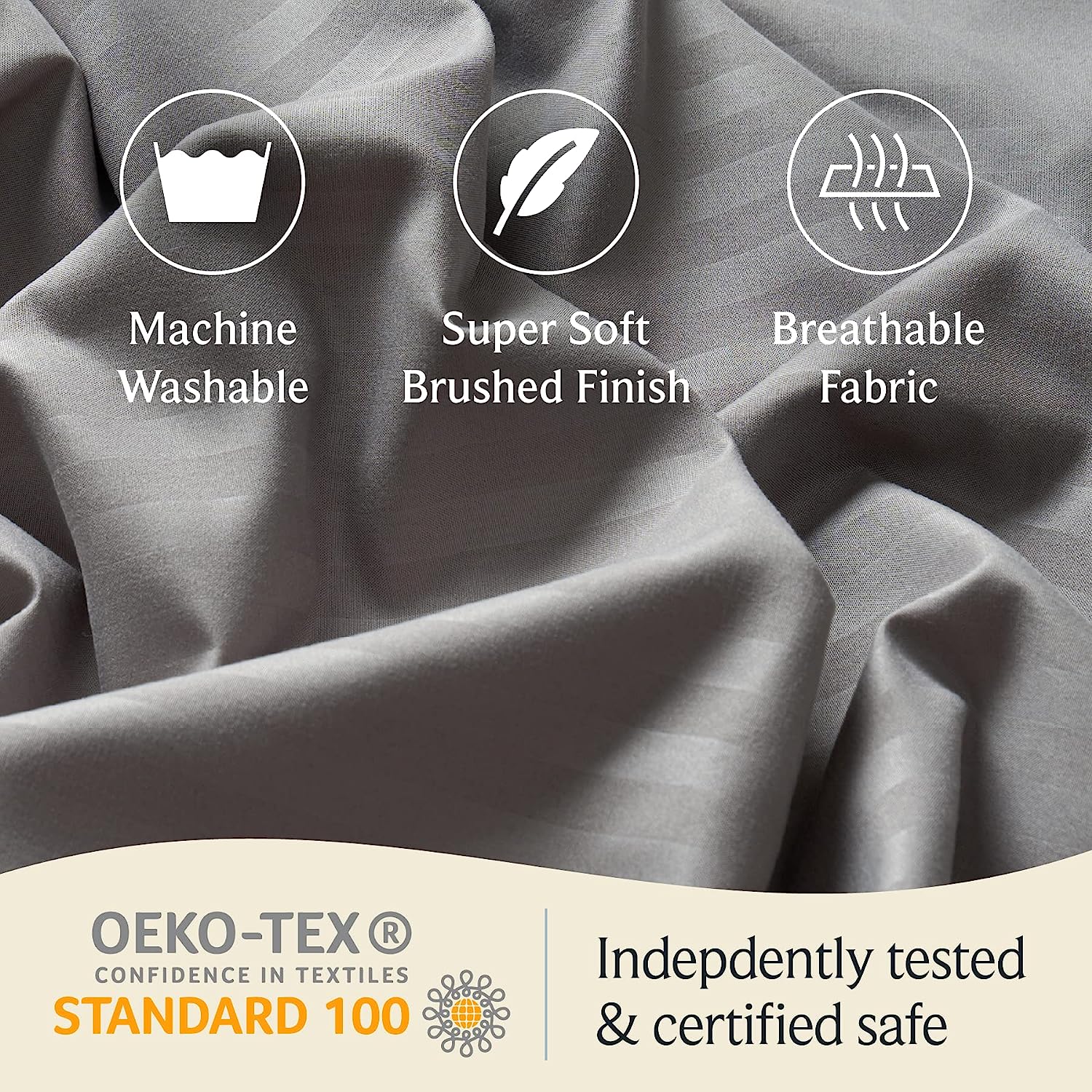 LuxClub Striped Sheets Set, 4 PC Striped Bed Sheets Set Twin Size for Boys and Girls, Deep Pockets 18" Eco Friendly Wrinkle Free Kids Fitted Sheets Machine Washable Hotel Bedding (Twin, Light Grey)