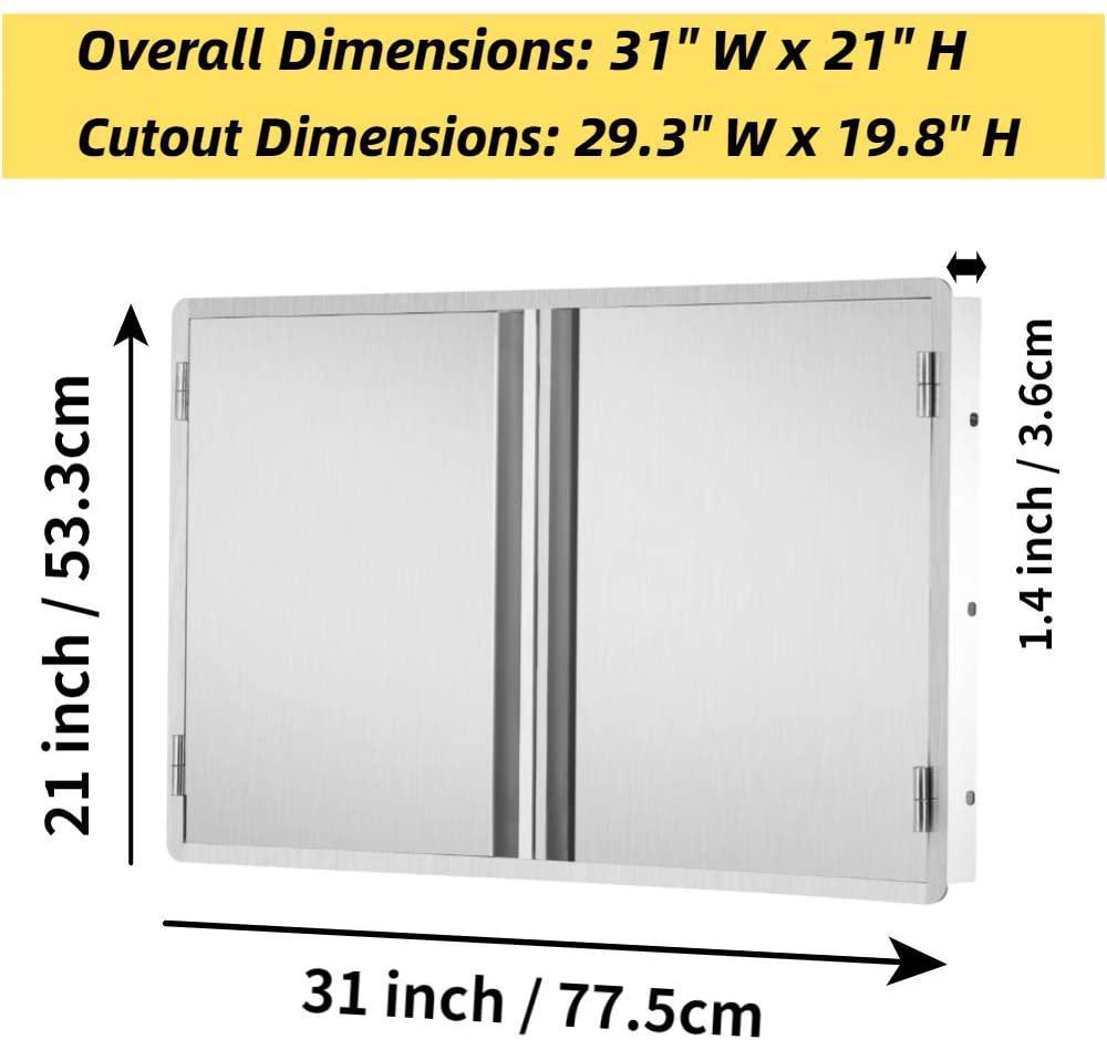 Outdoor Kitchen Doors 31" W X 21" H 304  Steel Door BBQ Access Door Hor