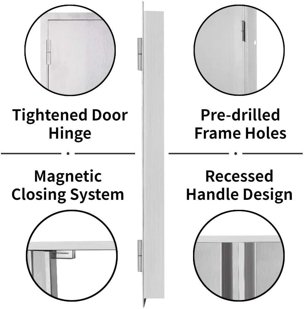 Outdoor Kitchen Doors 31" W X 21" H 304  Steel Door BBQ Access Door Hor