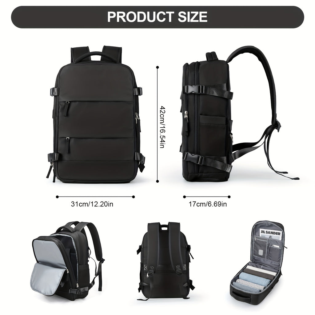 LarTravel Backpack, Carry On Backpack, HiBackpack, Waterproof Outdoor Sports Rucksack, Casual Daypack, School Bag, Fit 14 Inch Laptop With USB Charging Port &amp; Shoes Compartment