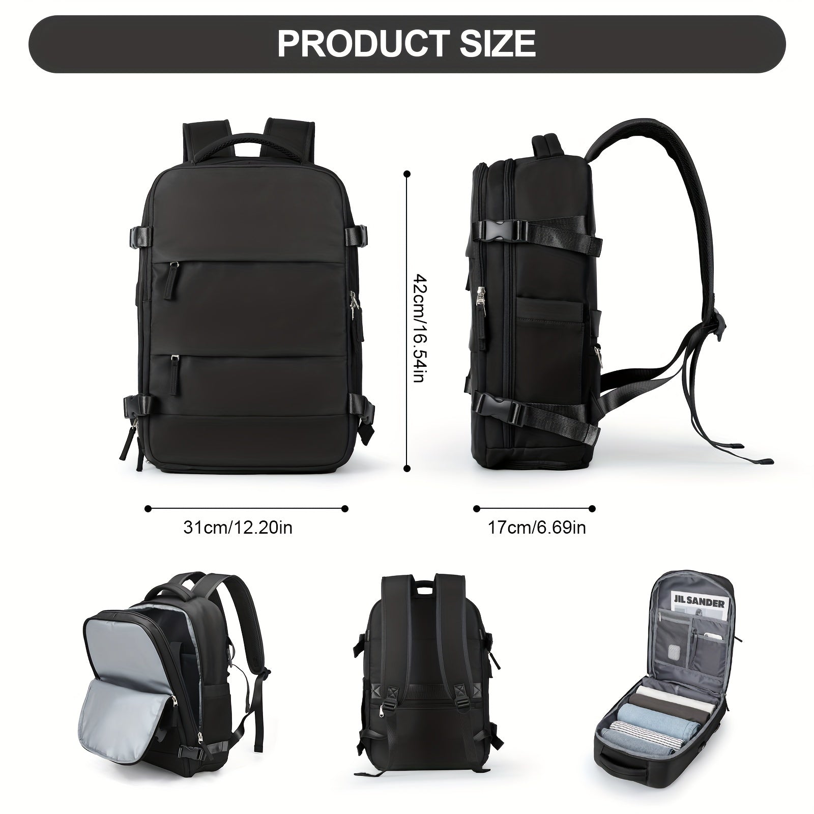 LarTravel Backpack, Carry On Backpack, HiBackpack, Waterproof Outdoor Sports Rucksack, Casual Daypack, School Bag, Fit 14 Inch Laptop With USB Charging Port &amp; Shoes Compartment