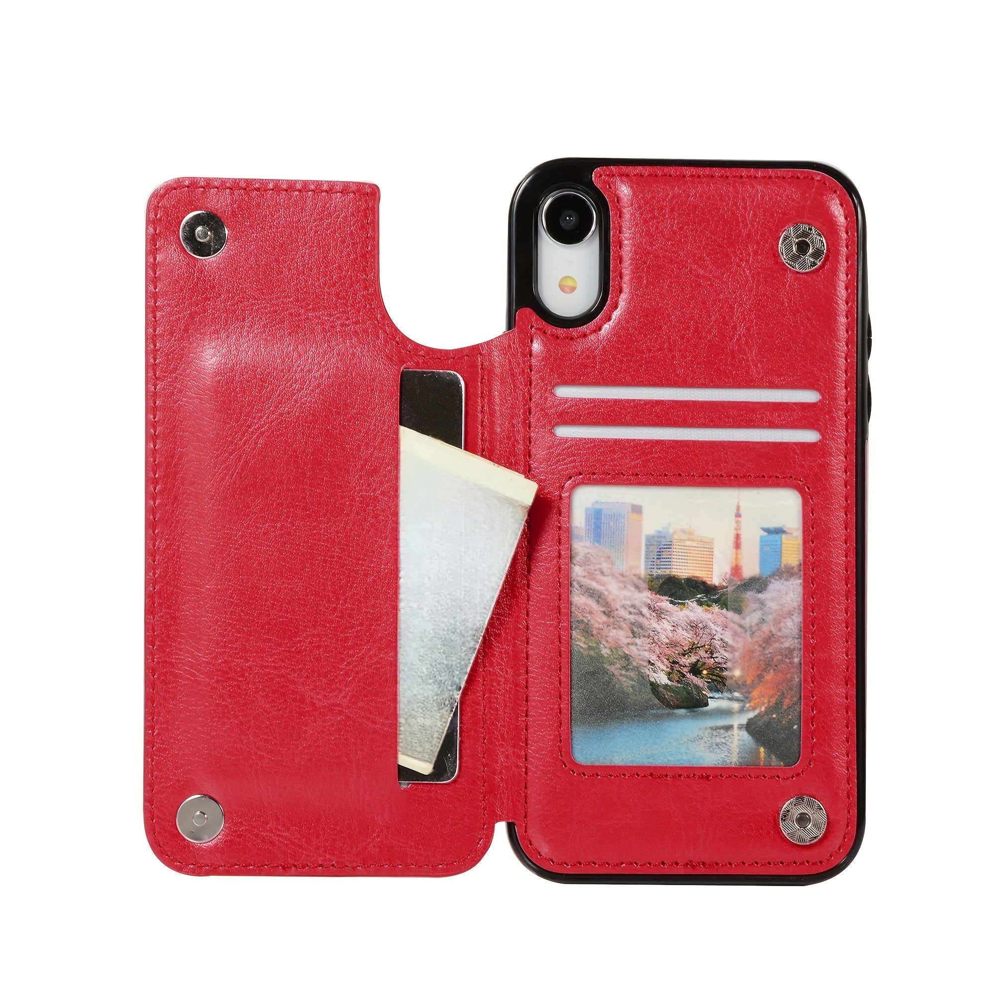 For  15/ 14/ 13/ 12/ 11 Pro Max/ Mini/ XR/ XS Max/ SE 2022/2020/ 7/ 8 Plus Wallet Case With Card Holder, PU Faux Leather Kickstand Card Slots Case, Double Magnetic Clasp And Durable Shockproof Cover