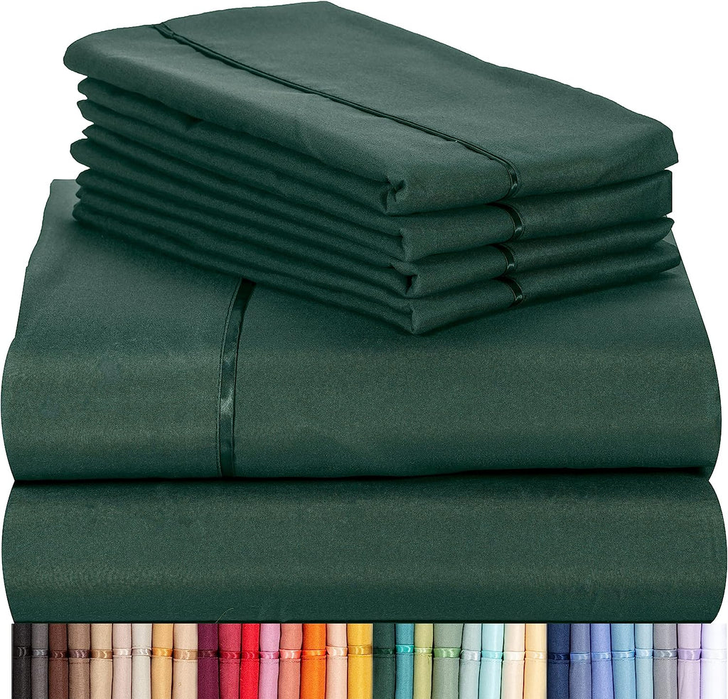 LuxClub 6 PC California King Size Sheet Set Bamboo Sheets Deep Pockets 18" Eco Friendly Wrinkle Free Cooling Sheets Machine Washable Hotel Bedding Silky Soft - Emerald California King