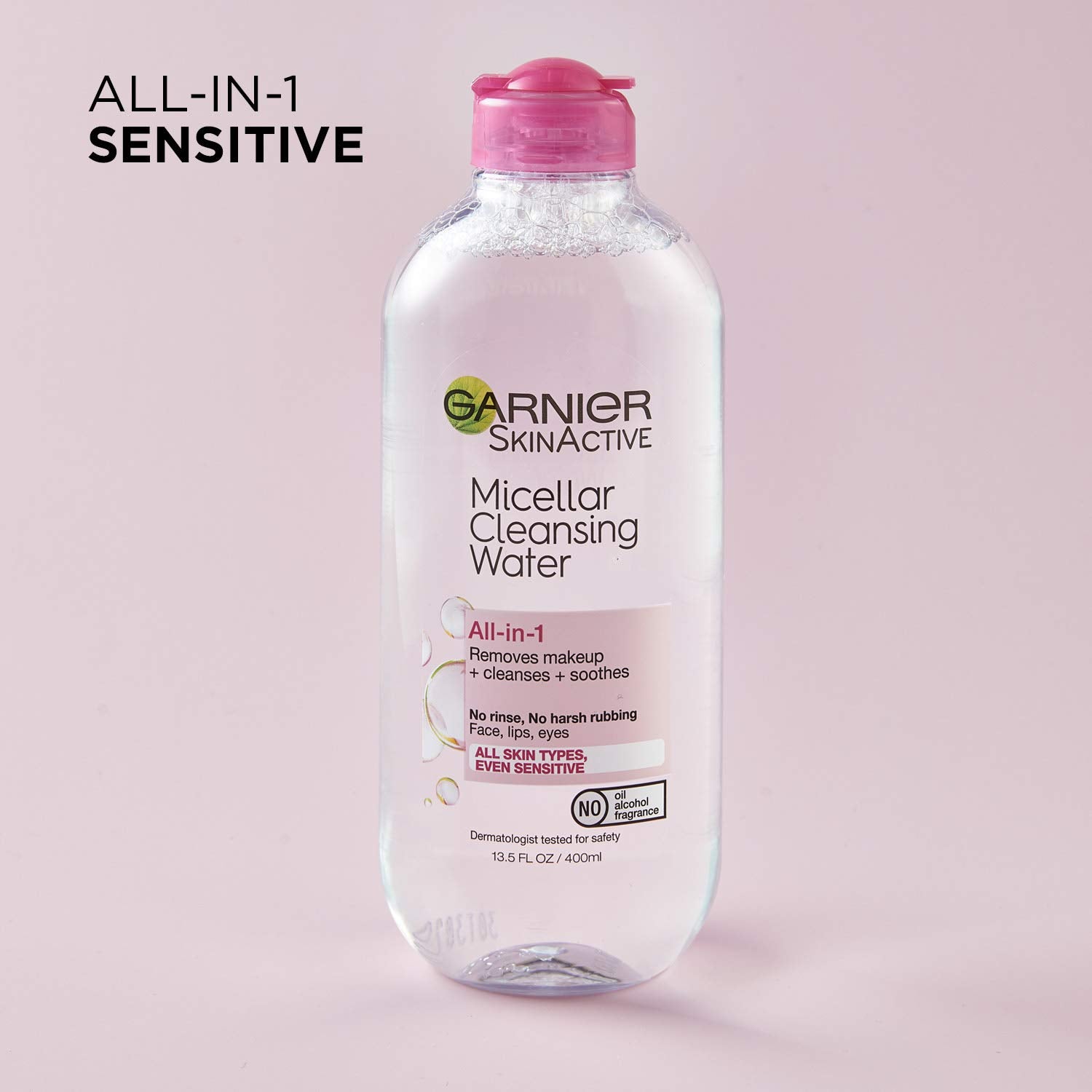 Garnier SkinActive Micellar Water for All Skin Types, Facial Cleanser &amp; Makeup Remover, 13.5 Fl Oz (400mL), 1 Count (Packaging May Vary)