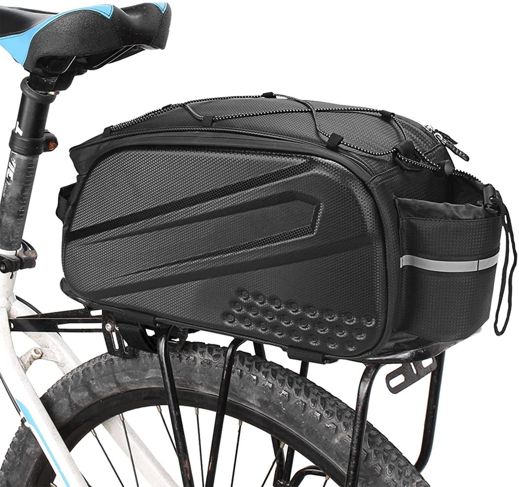 DALIZHAI777 Bike Bag 10L Bicycle Hard Shell Bag Bicycle Rear Seat Bag with Double Zipper Closure Waterproof Cycling Bike Rack Trunk Cargo Bag Handbag Shoulder Bag Bicycle Accessories (Color : Black)