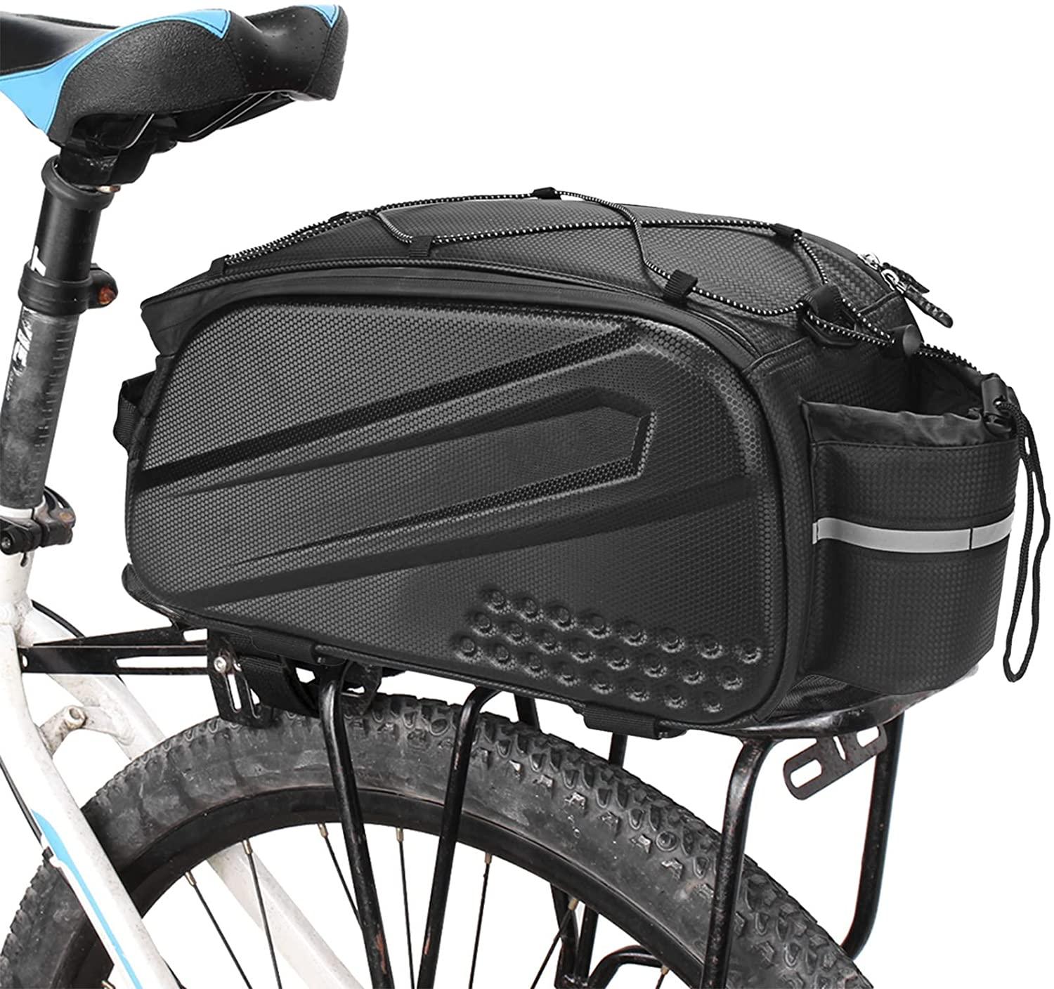 DALIZHAI777 Bike Bag 10L Bicycle Hard Shell Bag Bicycle Rear Seat Bag with Double Zipper Closure Waterproof Cycling Bike Rack Trunk Cargo Bag Handbag Shoulder Bag Bicycle Accessories (Color : Black)