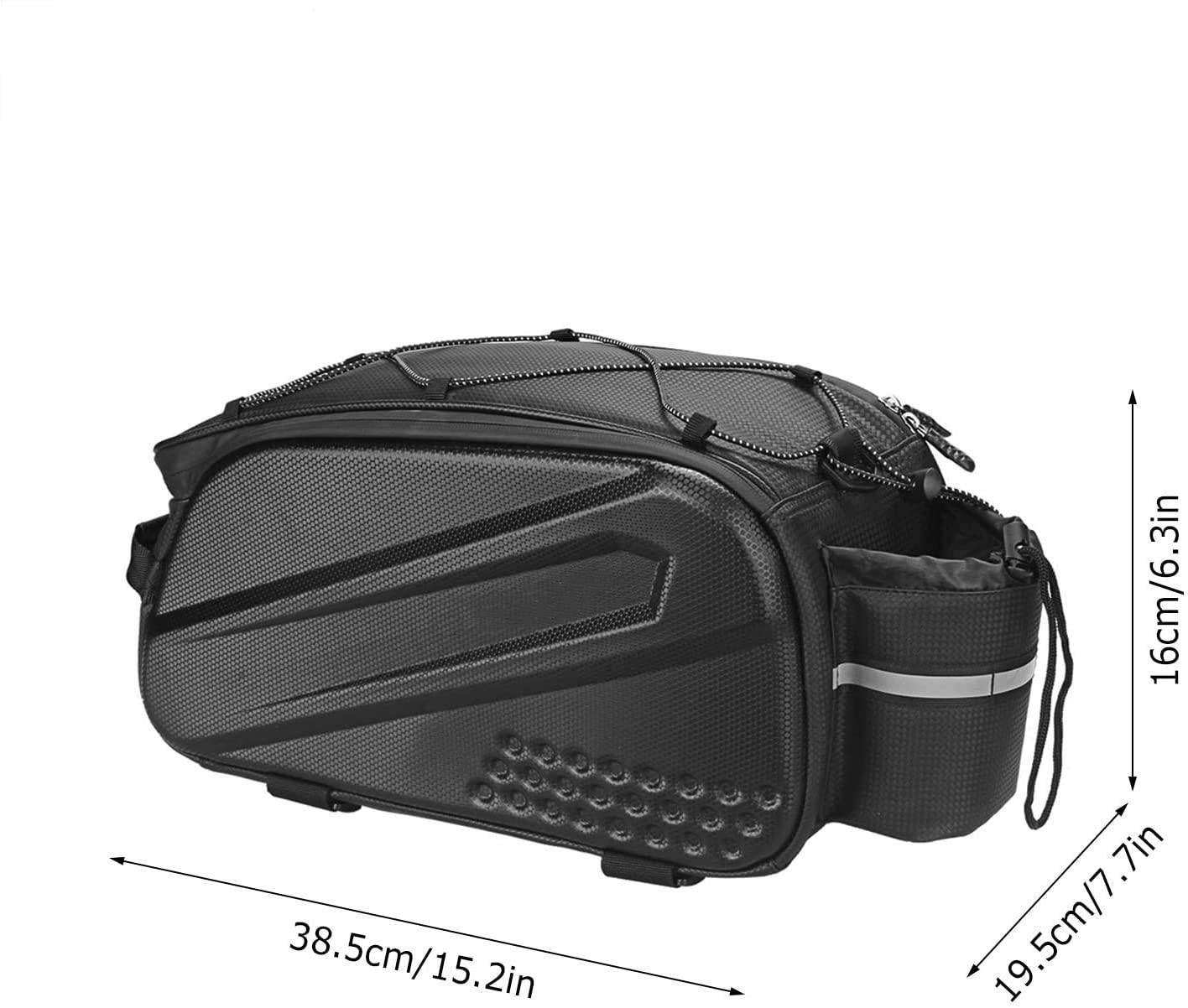 DALIZHAI777 Bike Bag 10L Bicycle Hard Shell Bag Bicycle Rear Seat Bag with Double Zipper Closure Waterproof Cycling Bike Rack Trunk Cargo Bag Handbag Shoulder Bag Bicycle Accessories (Color : Black)