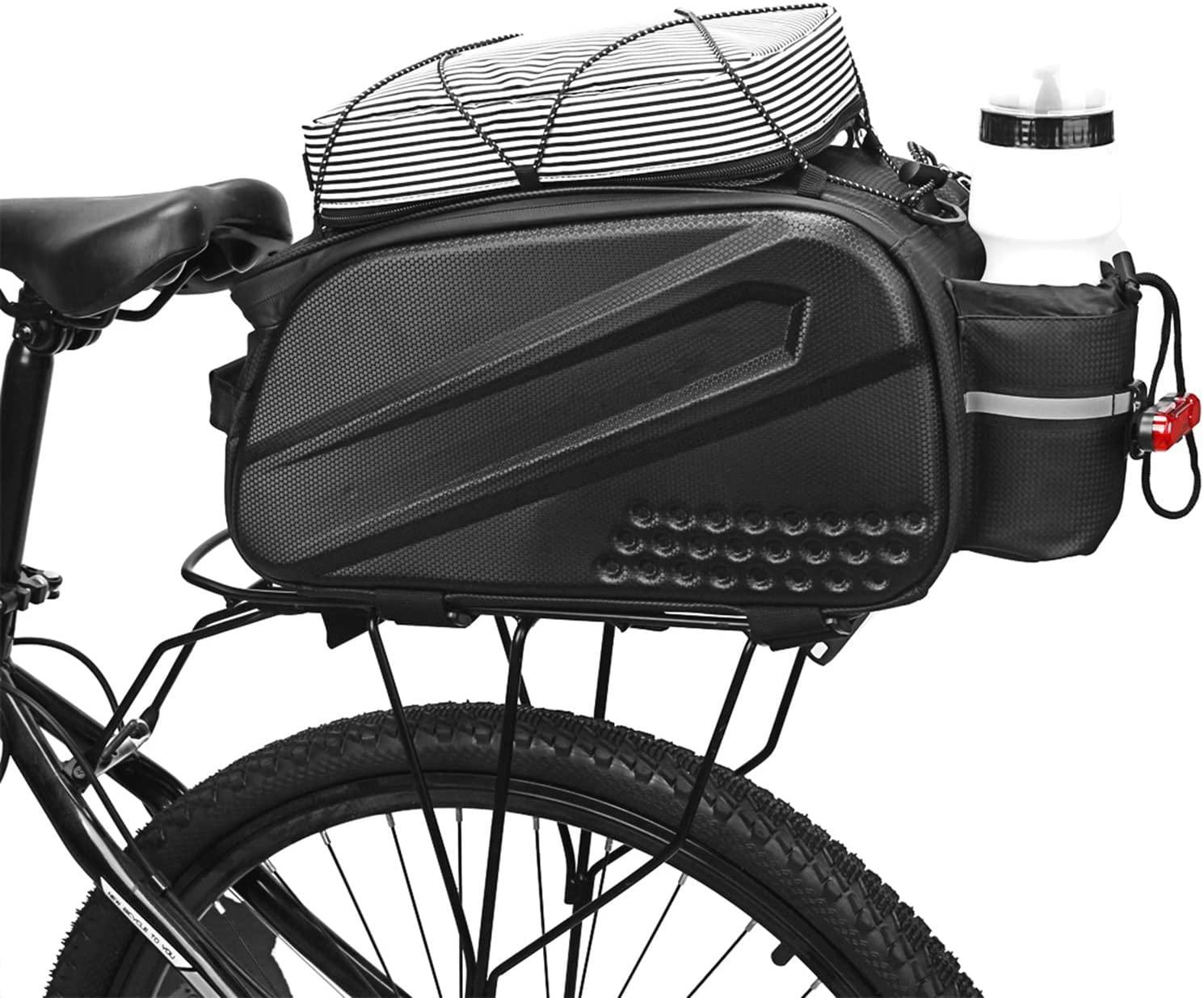 DALIZHAI777 Bike Bag 10L Bicycle Hard Shell Bag Bicycle Rear Seat Bag with Double Zipper Closure Waterproof Cycling Bike Rack Trunk Cargo Bag Handbag Shoulder Bag Bicycle Accessories (Color : Black)