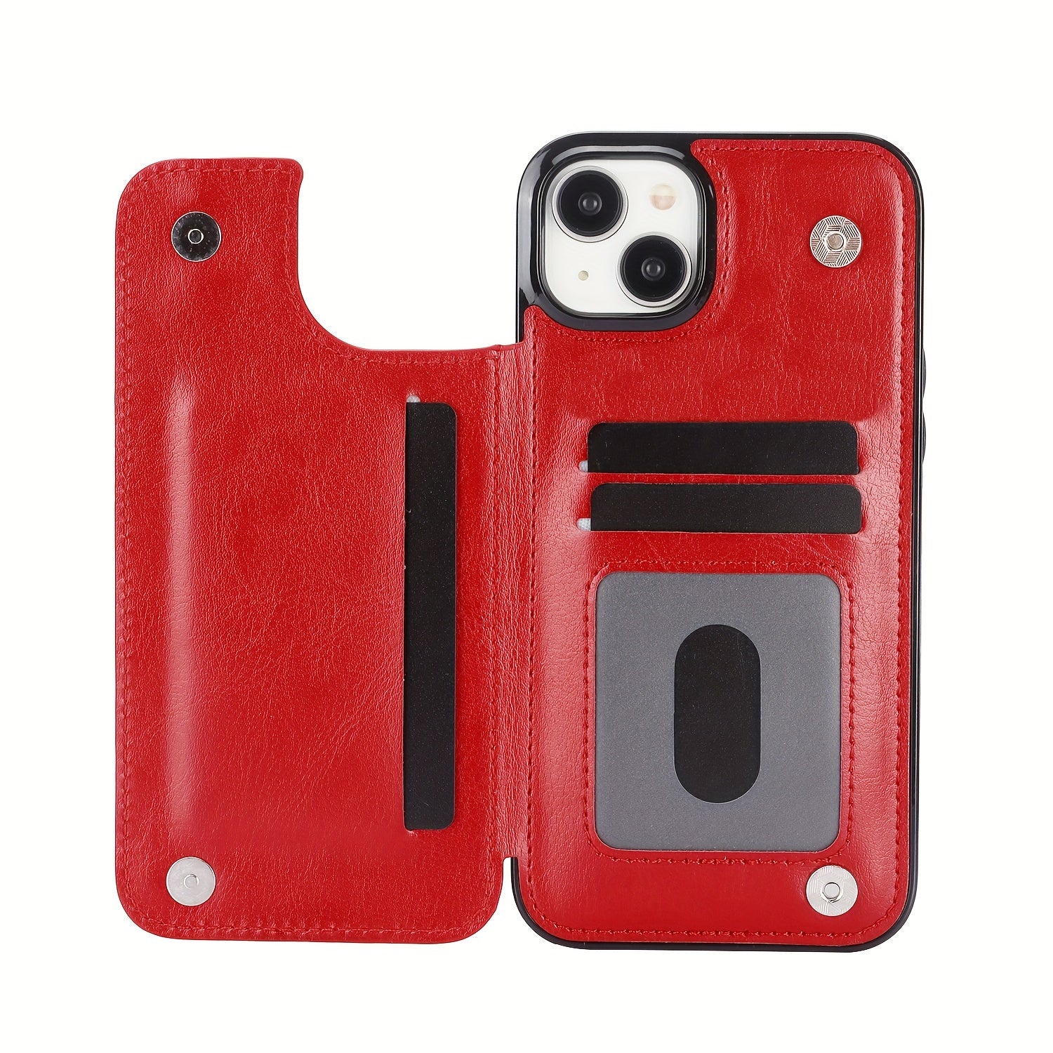 For  15/ 14/ 13/ 12/ 11 Pro Max/ Mini/ XR/ XS Max/ SE 2022/2020/ 7/ 8 Plus Wallet Case With Card Holder, PU Faux Leather Kickstand Card Slots Case, Double Magnetic Clasp And Durable Shockproof Cover