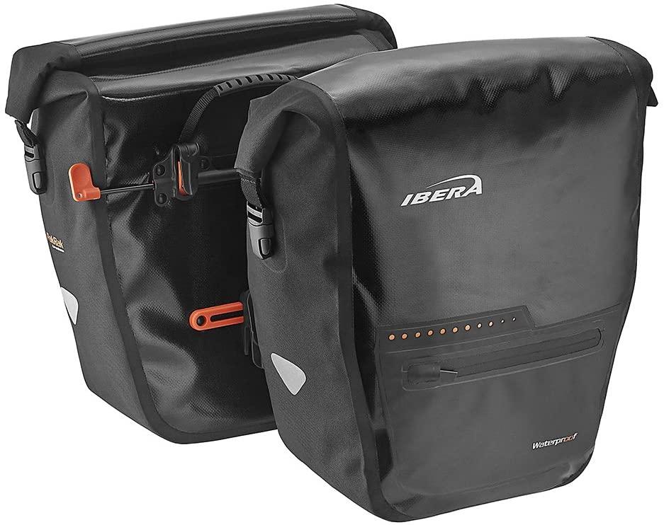 Ibera Bike Pannier Bag - PakRak Clip-On Quick-Release Waterproof Bicycle Panniers (Pair)