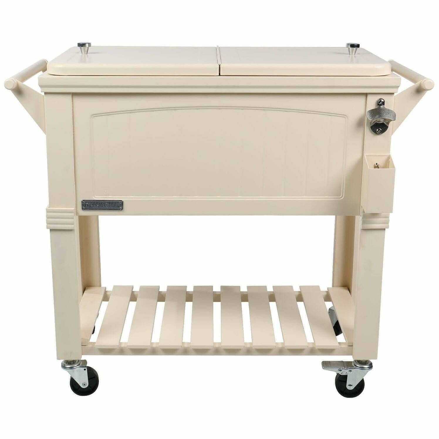 Permasteel 80 Qt. Furniture Style Patio Cooler Off-White