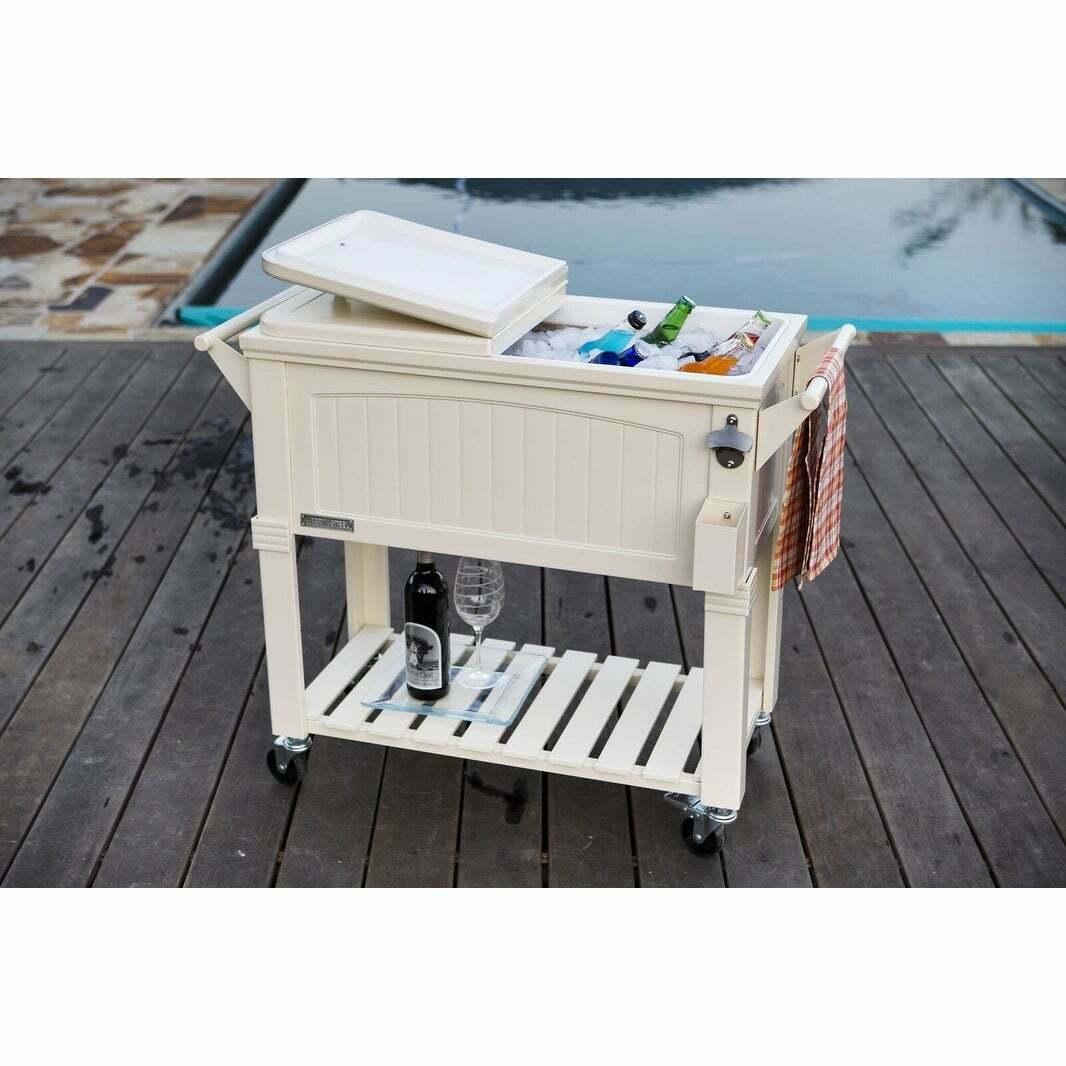 Permasteel 80 Qt. Furniture Style Patio Cooler Off-White