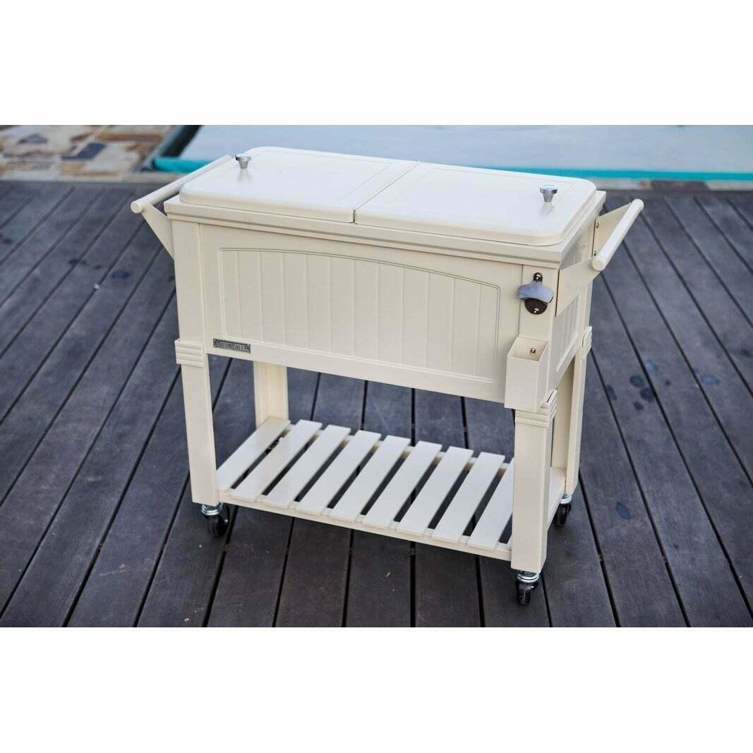 Permasteel 80 Qt. Furniture Style Patio Cooler Off-White
