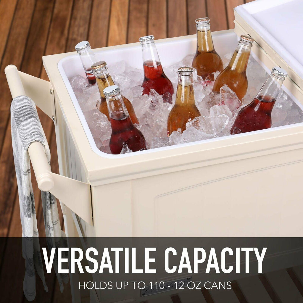 Permasteel 80 Qt. Furniture Style Patio Cooler Off-White